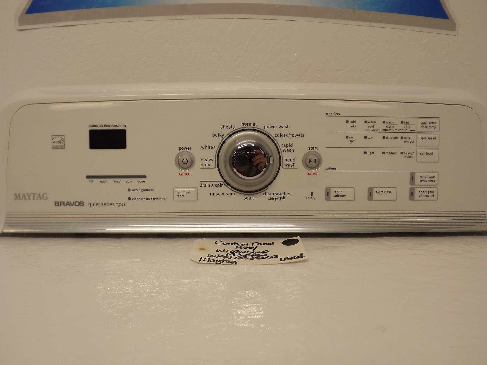 Maytag Washer W10385600 1938422 WPW10338068 Control Panel Assy Used Maytag Washer W10385600 1938422 WPW10338068 Control Panel Assy Used